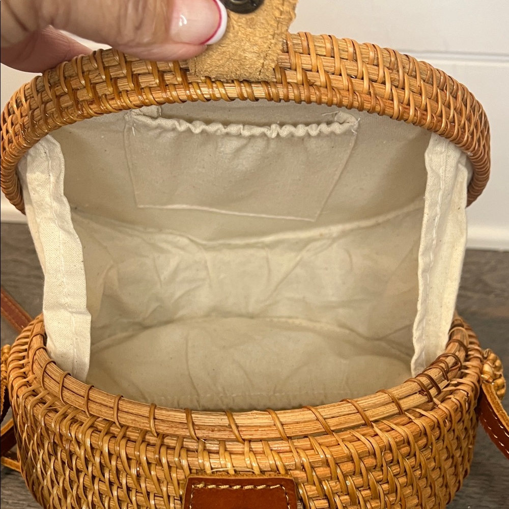 Circle Crossbody Bag Wicker Boho Purse - Handmade - Picture 7 of 7
